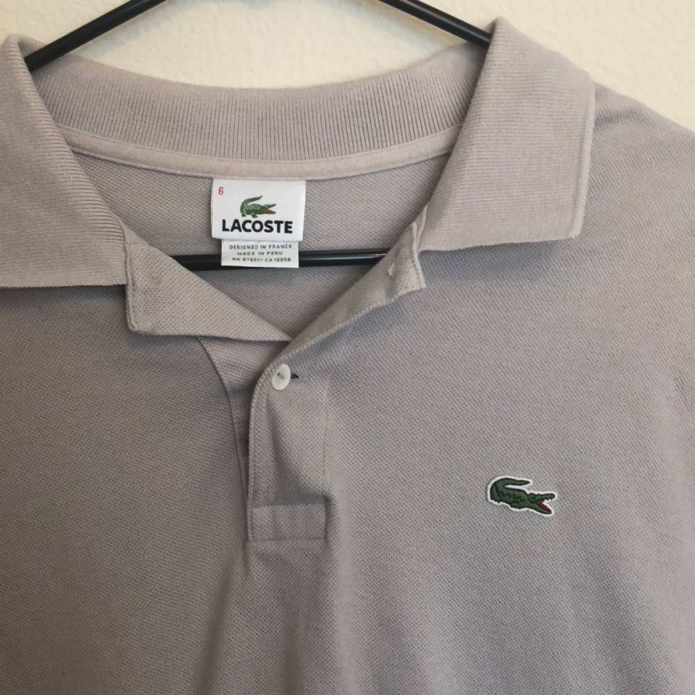 Gray Lacoste Polo.